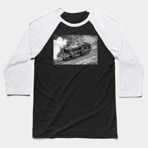 LNER K1 Class - Light Engine - Black and White Baseball T-Shirt by SteveHClark